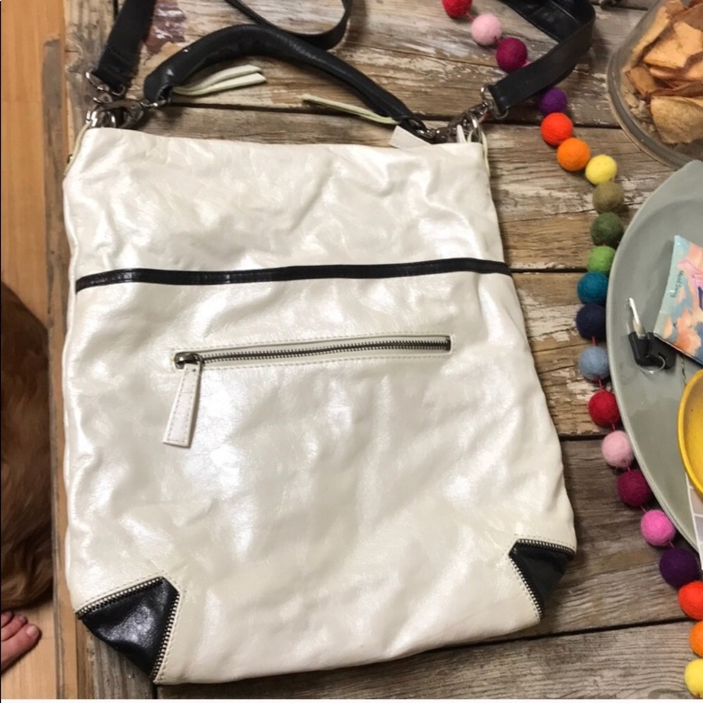 White leather purse